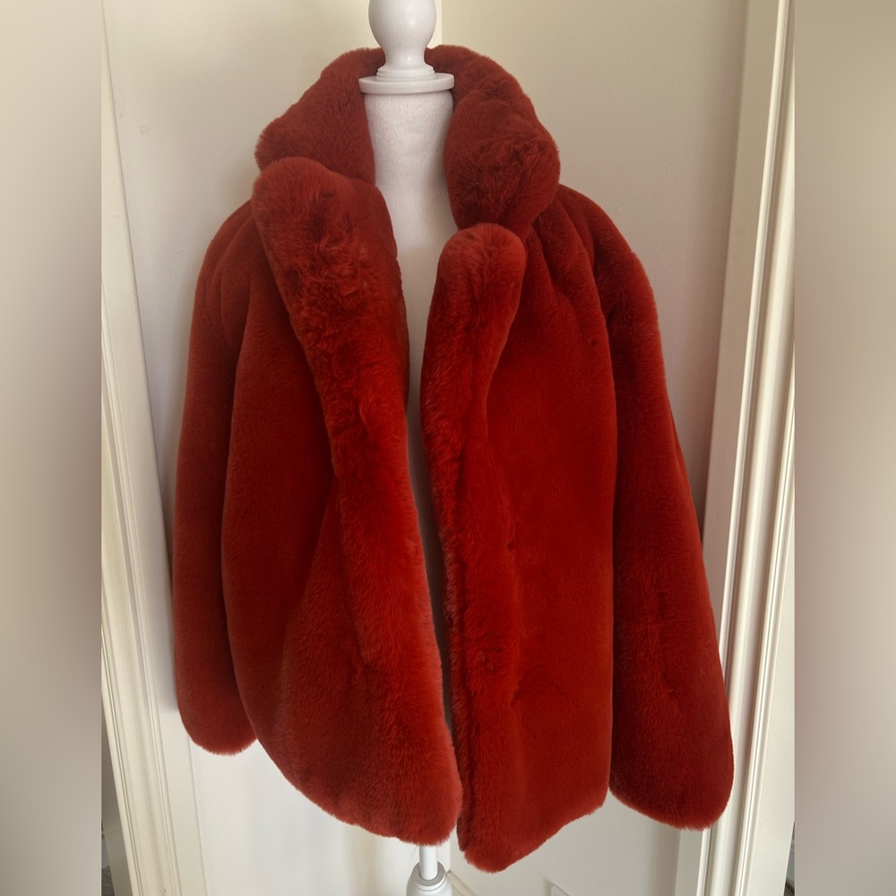 Faux-Fur Jacket in Delicious Red